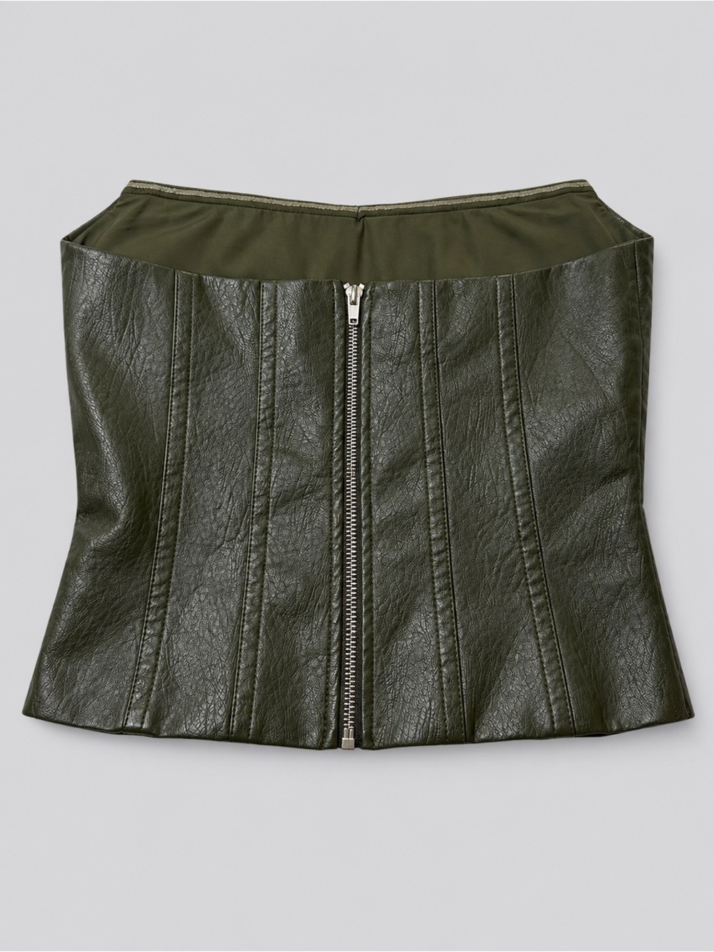 Tiger Mist Women's Olive Green Faux Leather Strapless
Tube Top - Size M - Picture 4 of 9